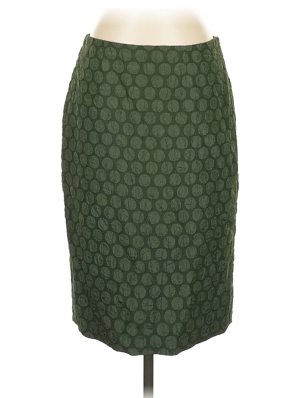 Maeve Dark Olive Green Textured Circle Pencil Skirt